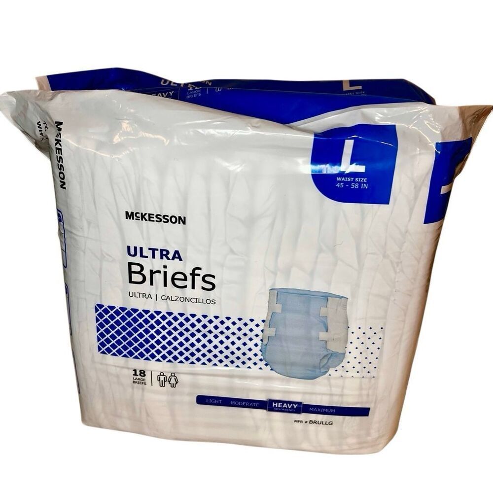 McKesson Incontinence Ultra Briefs 16 Sz L 45”-58” Waist Heavy Absorbency Unisex